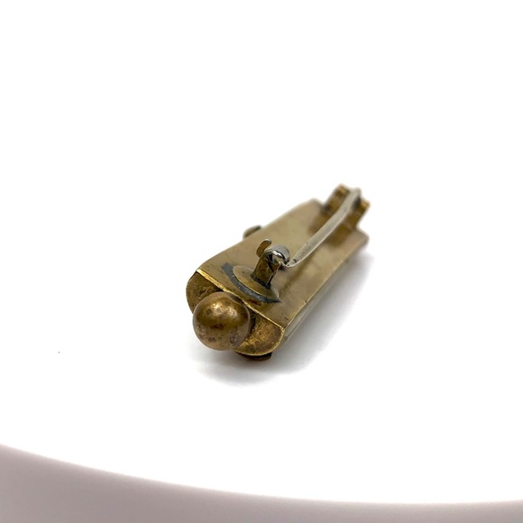 Vintage Duck Brooch Mother of Pearl Brass Rowing Ducks Whimsy Art Deco - Picture 15 of 15